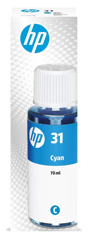Original 31-70ml Ink Bottle, Cyan, Single Pack, 8000 Print Pages or Up To 3 Years of yield Smart Tank Printers