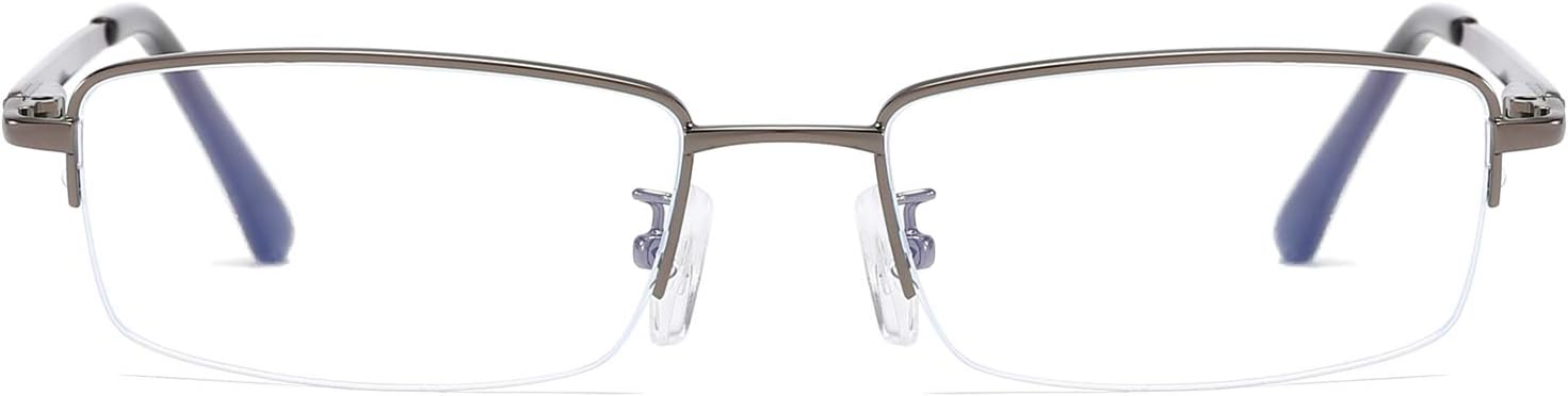 Half Rimless Metal Eyewear Frames Blue Light Blocking Transparent Lens Business Glasses - Image 2