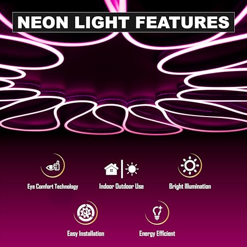 Image of Forus 15 Meter LED Neon Strip Light - Pink | Flexible, Waterproof & Cuttable Neon Rope Light for Indoor & Outdoor Wall Decor, Custom Neon Name Board, Diwali Decorative Lighting | 6-Month Warranty