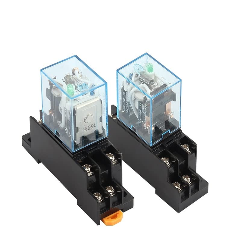 MY2NJ HH52P DPDT Miniature Coil Electromagnetic Intermediate Relay AC12V 24V DC24V AC110V 220V 8 Pin with Socket Base(AC 12V)