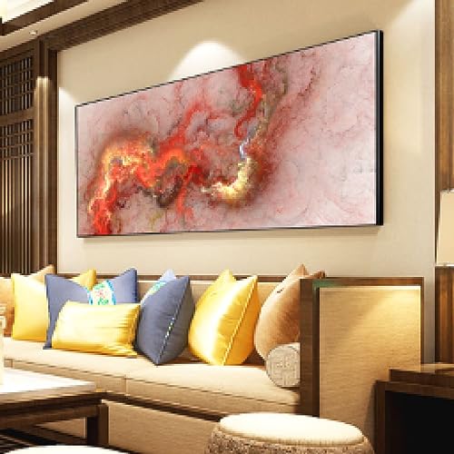Art mural doré et blanc LSYALUCK : peinture nuage abstrait 20x50 cm avec cadre