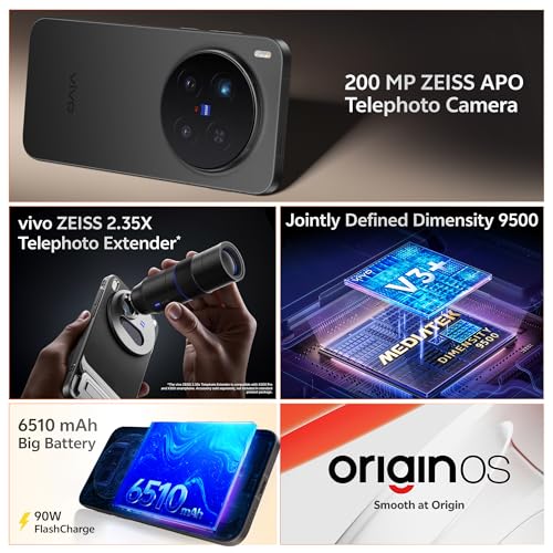 Image of vivo X300 Pro 5G (Elite Black, 16GB RAM, 512GB Storage) with No Cost EMI /Additional Exchange Offers