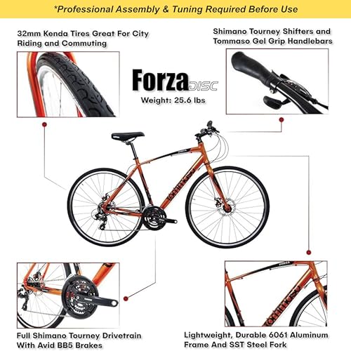 Tommaso Forza Tourney Hybrid Disc Brake Fitness Bike, Orange