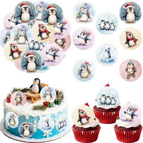 36PCS Edible Penguins Cupcake Toppers