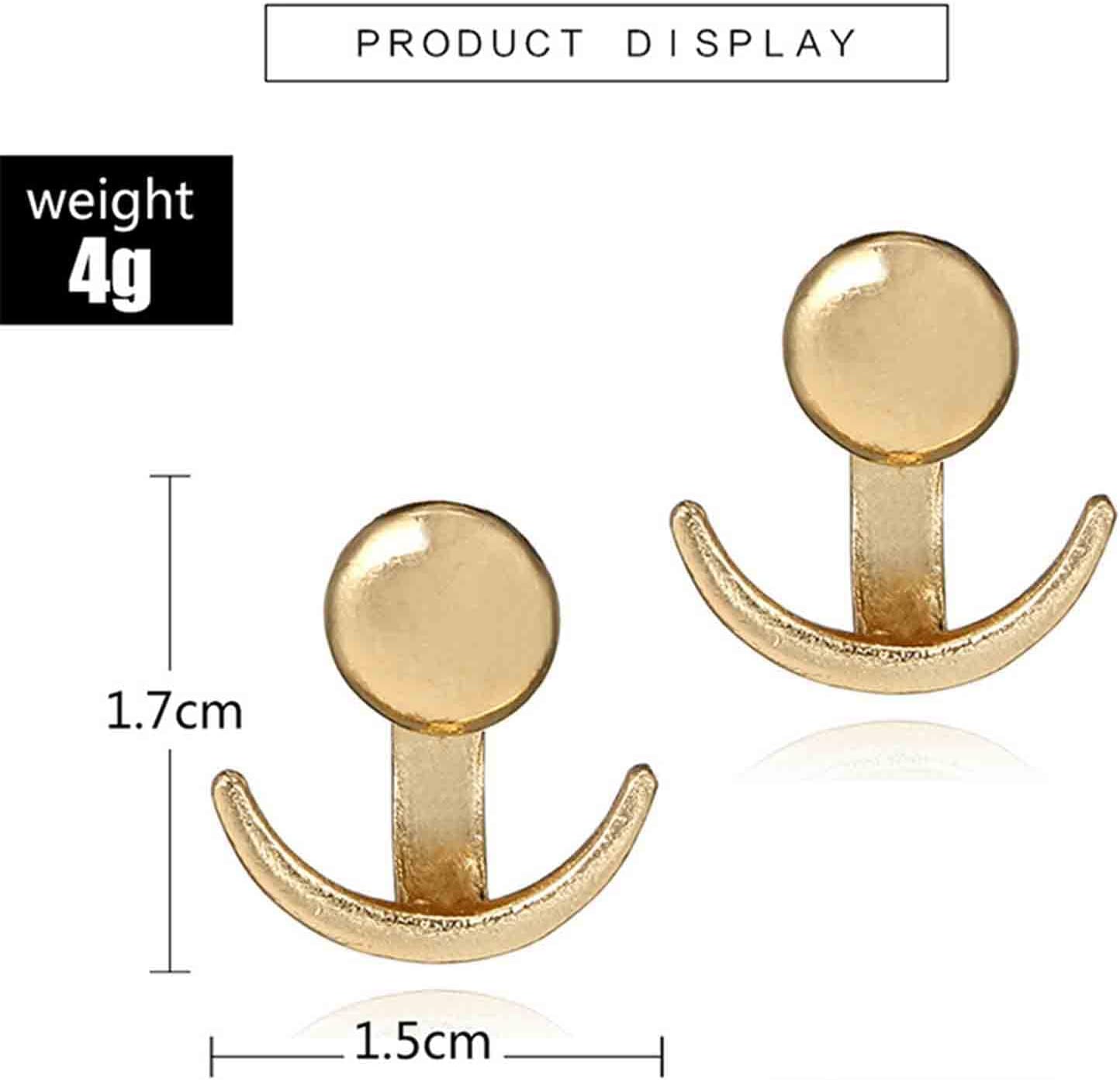 Boho Moon Ear Jackets Earrings Crescent Moon Stud Earrings Gold Sun Moon Earrings Minimalist Double Sided Round Earrings Jewelry for Women - Image 5