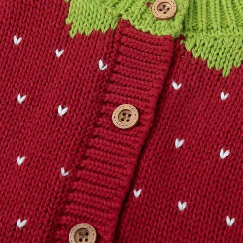 Image of Simplee kids Baby Sweater Toddler Girls Cardigan Sweater Embroidered Strawberry Knit Sweater