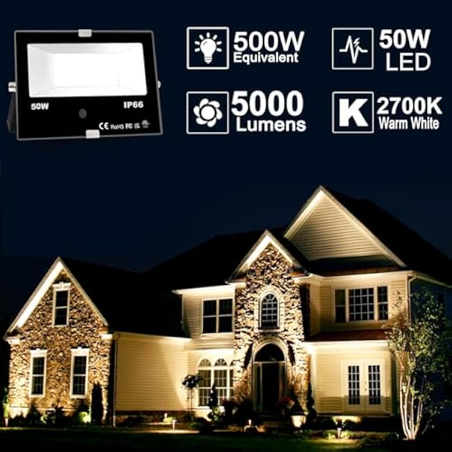LED Flood Light 50W RGB Color Changing FloodLight RGBW 2700K Warm White