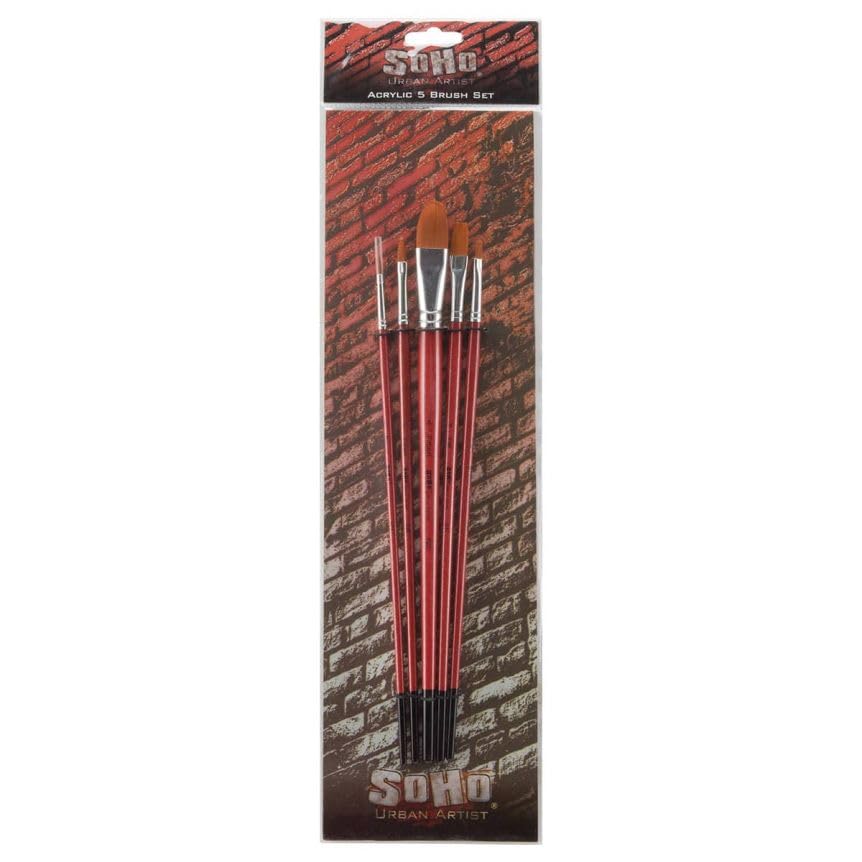 Soho Urban Künstler Pinsel Acryl Set von 5 verschiedene Größen