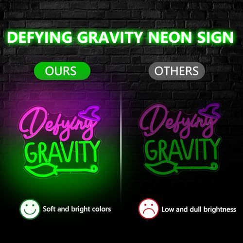 Image of Witch Magic Movie Neon Sign Defying Gravity Neon Lights for Room Dimmable Green Purple LED Neon Lights for Them Party Witch Musical Led Sign for Bedroom Movie Neon Wall Art Gifts for Witch Fans Lovers
