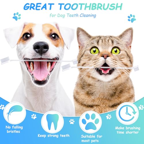 Image of Honeydak Dog Toothbrush Bulk Dual Headed Dental Brushes Dogs Tooth Brushing Kit Long Handle Pet Tooth Brush for Puppy Large Small Cats and Most Pets Teeth Cleaning Dental Supplies(70 Pcs,White)