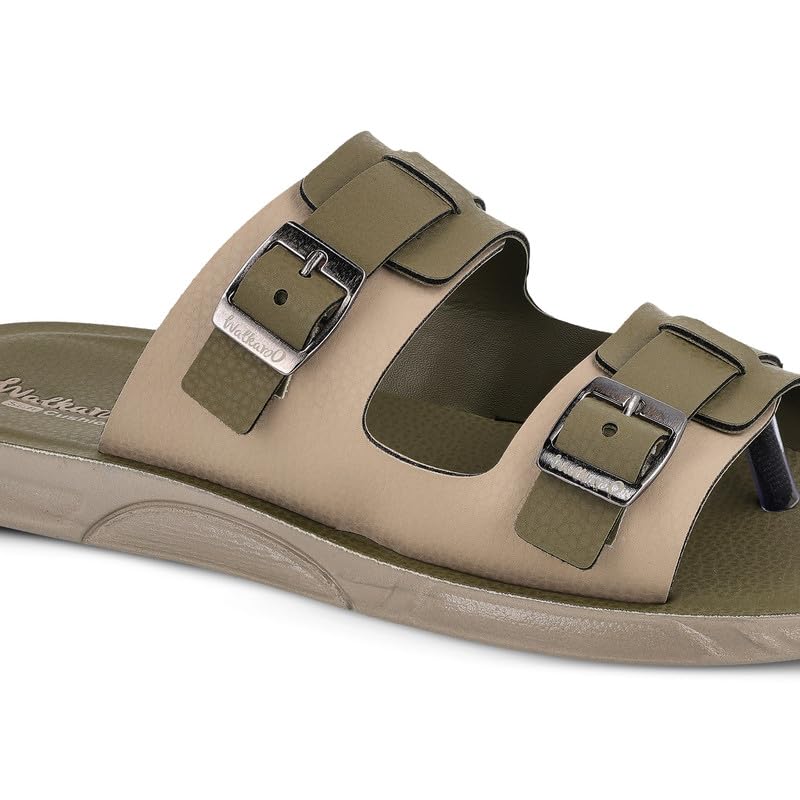 Image of WALKAROO Men's Slip-On Sandals|Soft Cushion Footbed, Adjustable Dual Buckle Straps, Lightweight PU Sole, Anti-Slip Casual Sandals|Casual Wear, Office Casual, Travel, Outdoor&All day use Sandal|WGR53179