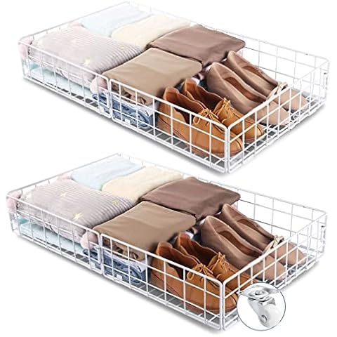 2 Stück Unterbett-Aufbewahrungswagen mit Rädern Cover