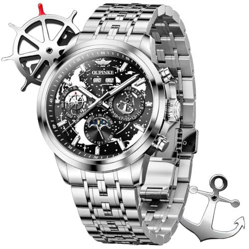 Image of OLEVS Men Automatic Watch Diamond Skeleton Mechanical Original Luxury Self Winding Wrist Watch for Men