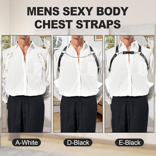 Image of Mens Body Chest Belt Harness PU Leather Supporters Adjustable Shoulder Strap Sexy Party Cosplay Costume