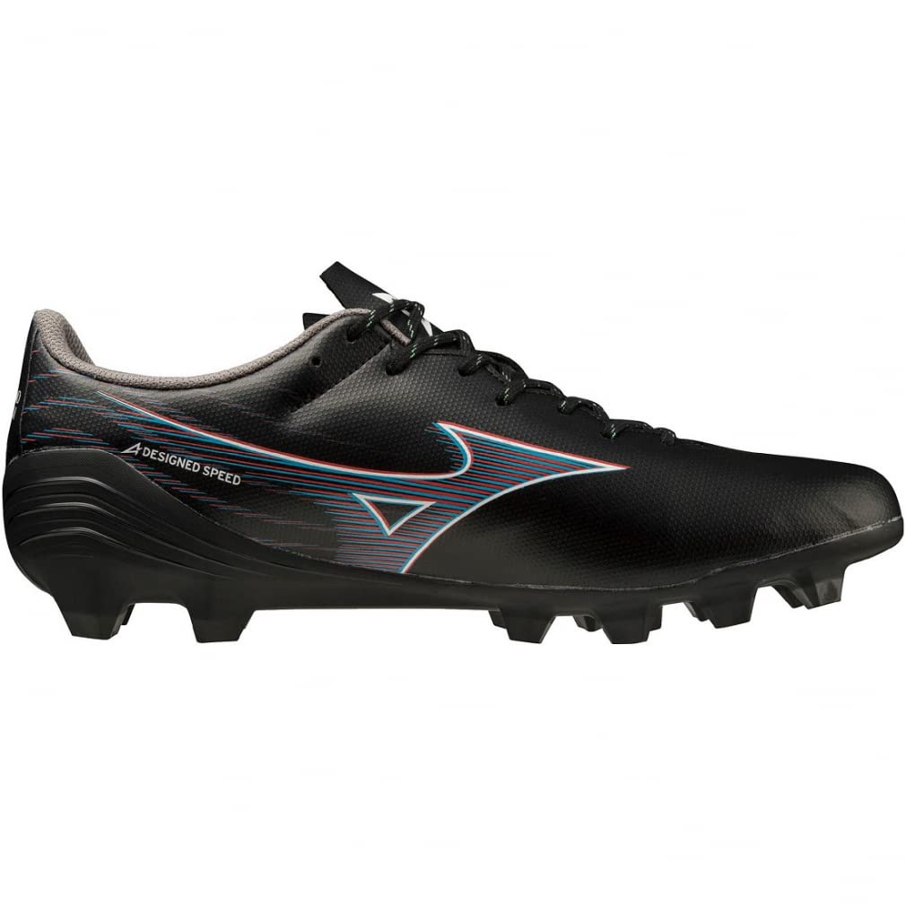 Mizuno Alpha SELECT Soccer Cleat, Football Club, Lightweight, black/ignition red/blue, 26.5 cm 2E