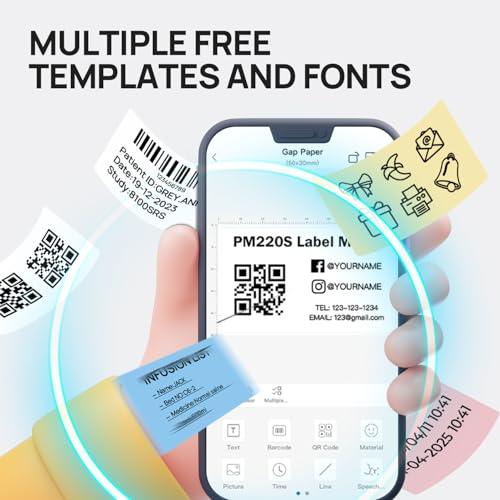 Image of POLONO PM220S Bluetooth Thermal Label Maker, Portable Sticker Printer with 2'' x 1.18'' Label Tape, Easy to Use Label Machine for Home Office Business, Cream