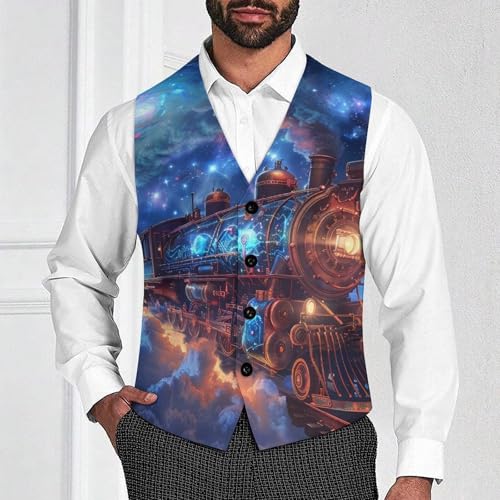 Beautiful Train Novelty Men's Suit Vest Funny Formal Dress Vests Business Waistcoat2