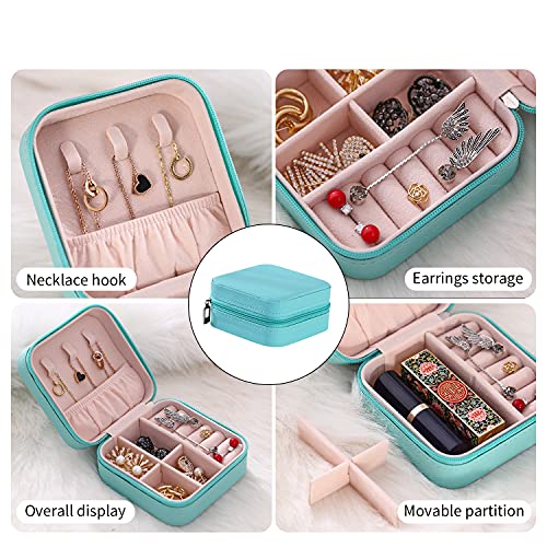 Image of Mini Jewelry Travel Case, Small Jewelry Organizer, Portable Mini Storage Box for Rings, Earrings, Necklaces, Gift for Mother Mom, Girl, Daughter, Sisters, Bridesmaids, Mother's Day Gift (Blue-4pcs)