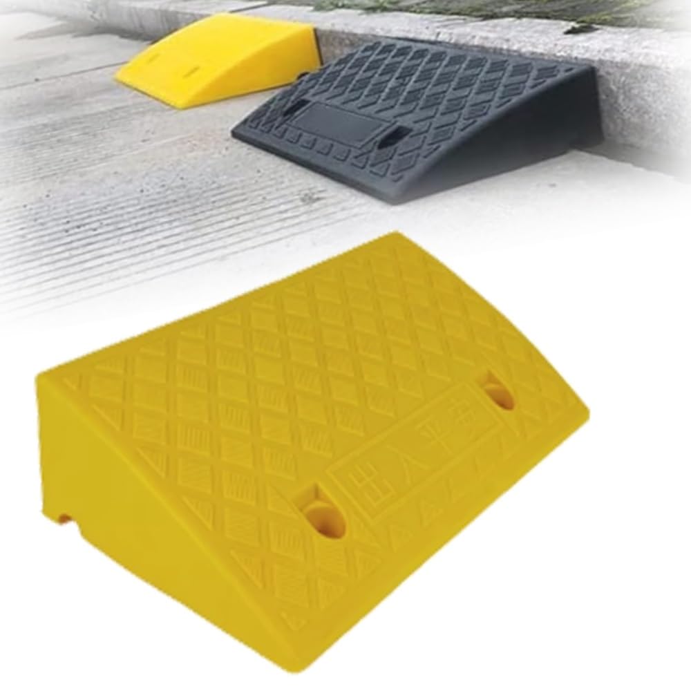Rampe en Caoutchouc De Trottoir, Rampe De Seuil pour Voiture Hauteur 5/7/9/11/13cm Rampe pour Fauteuil Roulant Voiture Garage, Antidérapante(Yellow,50 * 27 * 9cm)