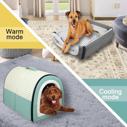 2-in-1-Hundehütte, große Haustierhöhle, beruhigende Hundehütte, Anti-Angst, weiches, warmes Kissen, abnehmbar, waschbar, Katzen-Iglu-Bett, rutschfest (Dunkelgrau, Größe XL, 70 x 55 x 45 cm)