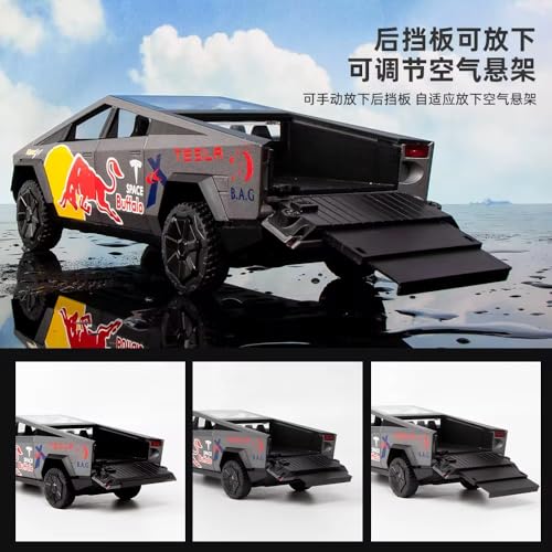 Image of 1:32 Tesla Cybertruck Red Ball Edition - Black Alloy Diecast Pullback Metal Car Toy