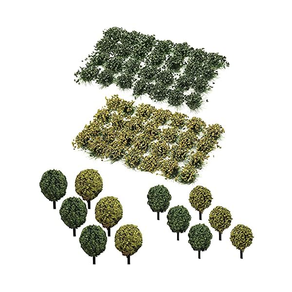 Cayway 4 Stück Static Grass Tuft Selbstklebende Statische Grass Statisches Grasbüschel Miniatursträucher Büsche und…