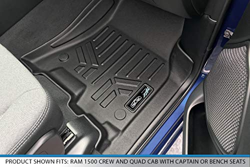 Maxliner Custom Fit Floor Mats 2 Row Liner Set Black For 19-21 Ram 1500 Crew Cab Without Rear Underseat Storage Box #TOP2