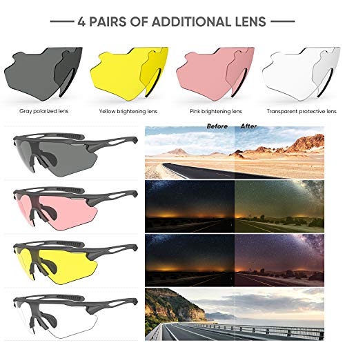 Image of Cycling Glasses, TR90 Unbreakable Frame Polarized Anti-UV400 Sports Sunglasses