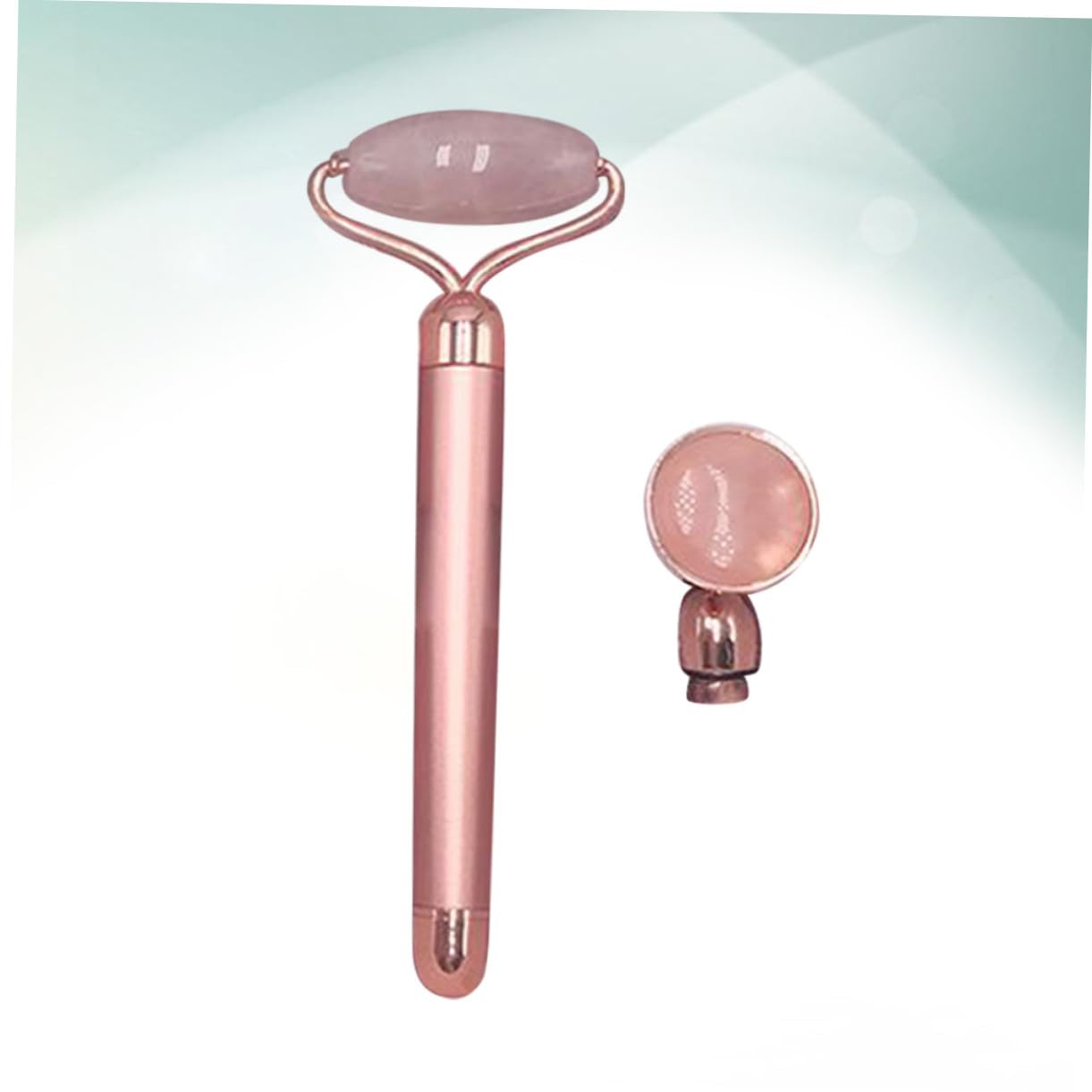 Rodillo de Jade Vibratorio para Masaje Facial Herramienta de Belleza para Afinar y Reafirmar el Rostro Diseño Ergonómico Portátil Rosa Dorado Promueve Circulación y Piel Firme
