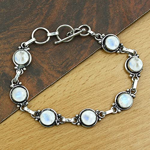 Sterling Silver Jewelry Natural Moonstone Bracelet For Women, Moonstone Boho Bracelet, Handmade Moonstone Bracelet, White Stone Bracelets For Women #TOP3