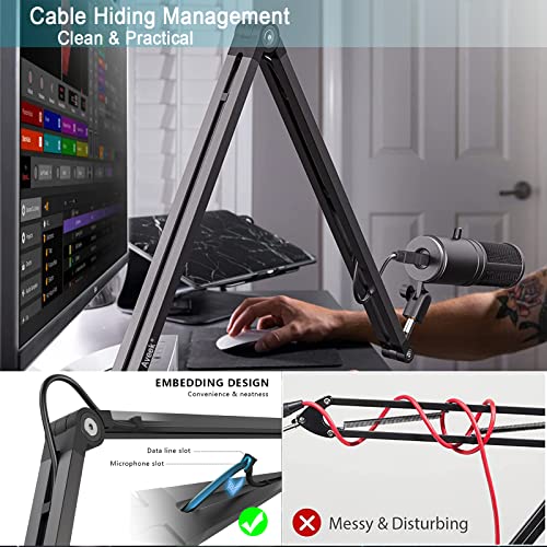Boom Arm Mic Stand, Aveek Adjustable Desktop Metal Microphone Arm For Hyperx Quadcast/Blue Yeti/Shure Sm7B/Rode Nt1, Rotatable Scissor Microphone Arm Stand For Gaming Streaming Podcasting Youtube #TOP3