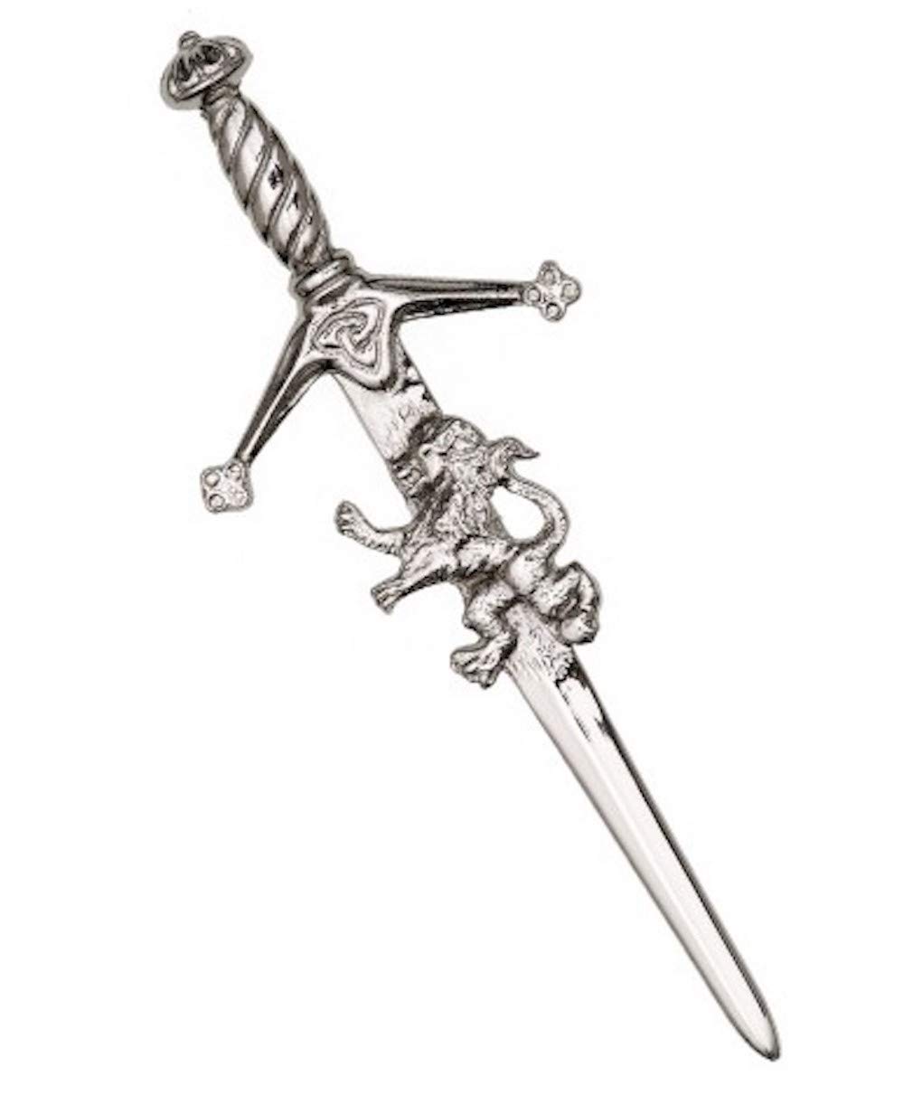 100% Pewter Scottish Claidhmhor With Lion Rampant Kilt Pin, By Art Pewter