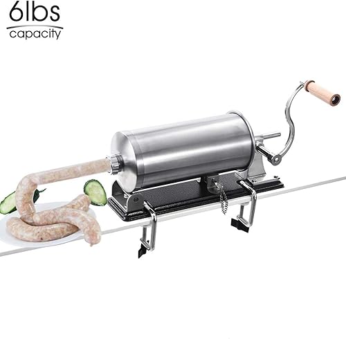 Miniatura 7 de MASTER FENG Embutidora de salchichas  Máquina de cocina de llenado de carne horizontal de acero inoxidable hecha en casa con 8 tubos de relleno (6