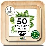 Koala love Palm Leaf Plate Bamboo Paper Plates Disposable 10 Inch & 7 Inch Bulk Party Pack Eco Compostable Biodegradable Wooden Plate Best Alternative To Plastic Paper Plates (50 pc)