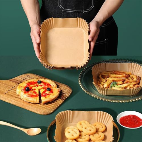 Jednorazowe tacki na papier pochłaniający olej do frytkownicy powietrznej + 3-warstwowy grill do frytownicy powietrznej ze stali nierdzewnej i stojak do gotowania na parze, dostępne opakowania