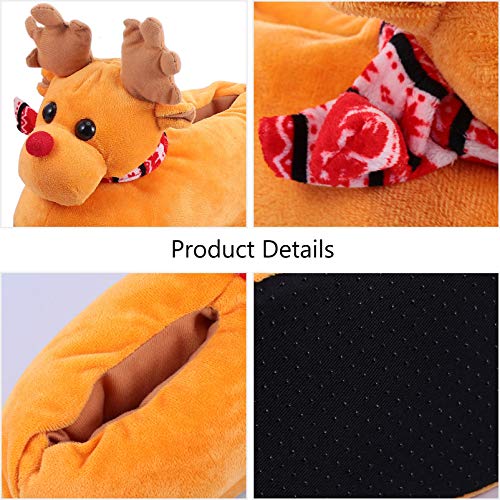 Pantufa de Natal KesYOO de pelúcia com alce aconchegante para o inverno para adultos, casal, calçado