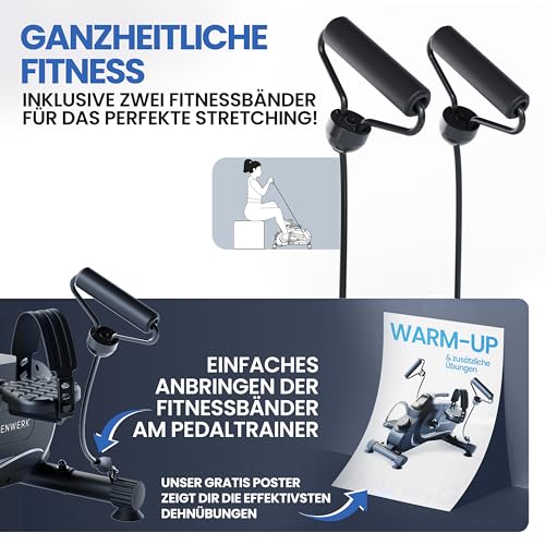HEROIC WORK Entraîneur à pédales HELDENWERK Kit Pro testé TÜV/GS | très Silencieux et Doux pour Les articulations, avec Tapis antidérapant, entraîneur de Bras et de Jambes pour la Maison avec Sangle – Image 6