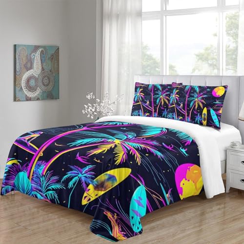 Housse de couette 3D microfibre parures de lit avec taie d'oreiller fermeture éclair King