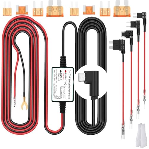 Image of Gebildet Micro USB Dash Cam Hardwire Kit with Low Voltage Protection, 12V-24V to 5V, 13ft /320cm Car Dash Camera Charger Power Cord for Dashcam Supply Radar Detectors