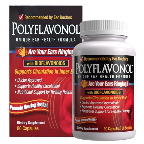 Polyflavonol with Bioflavonoids, Tinnitus Relief, Unique Ear Health Formula, Ringing Ears Support, Supports Circulation in Inner Ear, Promotes Hearing Health, 90 Capsule, 30 Servings