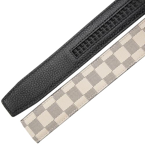 Leather Belt for Men Ratchet Adjustable Slide Belt 1 3/8'' Width in Gift Package Fit Everywhere Checker3
