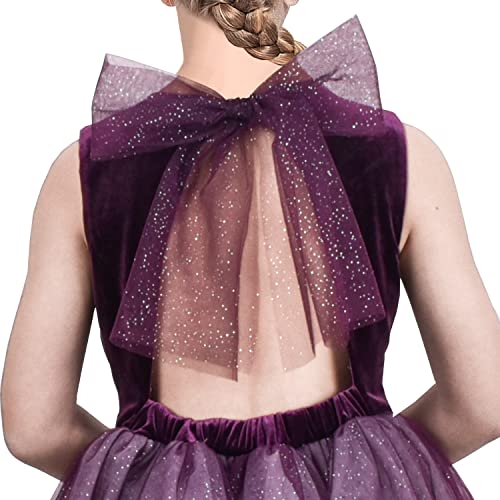 Sunny Fashion Girls Dress Christmas Vintage V-Neck Hollow Back Gold Star Bow Tie4