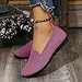 Women's Knitted Flat Shoes Slip On Casual Breathable Mesh Walking Shoes Fashion Round Toe Shoe Lightweight Loafers Flats Comfortable Non Slip Footwear Purple