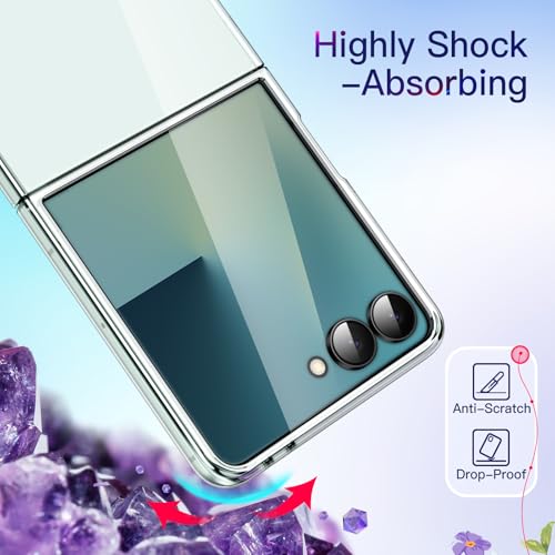 Image of JETech Case for Samsung Galaxy Z Flip 7 2025, Crystal Transparent Hard PC Shell, Anti-Scratch Shockproof Slim Protective Phone Cover (Clear)