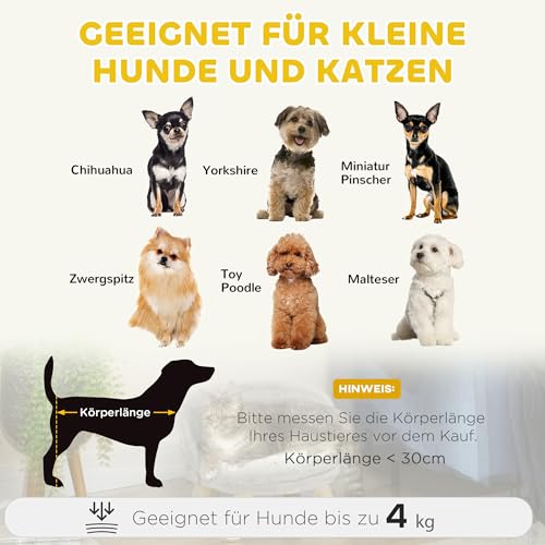 PawHut Hundesofa Hundecouch mit Kissen, Holzbeine, Abwaschbares Hundebett erhöhtes Haustiersofa Katzensofa für kleine Hunde, 40,5 x 40,5 x 33 cm Grau