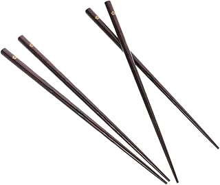 HEALLILY 2 pares de palillos de madera de cerezo de estilo japonés, antideslizantes, reutilizables, utensilios de cocina de madera natural para comidas familiares y viajes, diseño elegante
