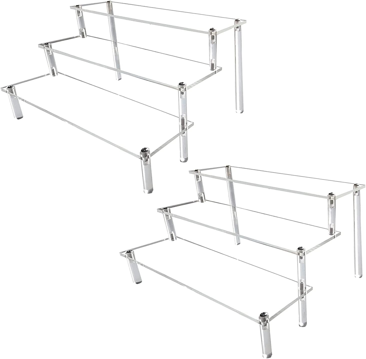 AZEAM Acrylic Riser Clear Display Stand Cologne Organizer Acrylic Shelves 3 Tier Shelf for Amiibo Funko Figures Toys Cupcake Food Desserts Perfume Collection (2 PACKS)