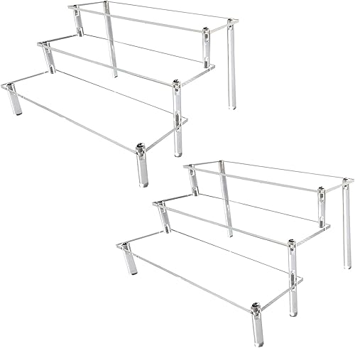 Miniatura 7 de Estante de exhibición de acrílico elevador, 3 niveles para figuras Amiibo Funko POP, soporte de exhibición grande para exhibición, cupcakes,