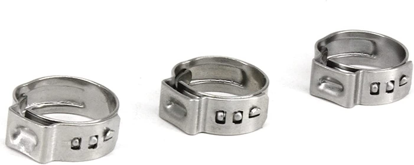 Colliers de serrage, colliers de serrage, 10 pièces/lot en acier inoxydable 304, 6,5 mm-21,0 mm, colliers de serrage à une oreille, mini clips SS304, collier de serrage en continu à une oreille (taill