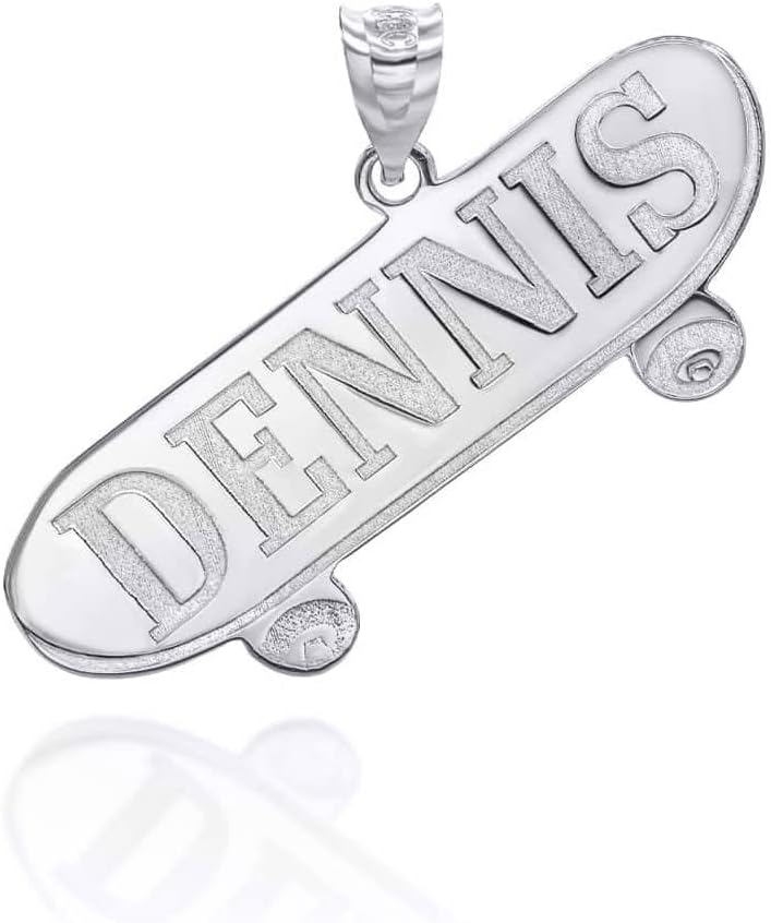 Claddagh Gold .925 Sterling Silver Street Lover Custom Name Skateboard Pendant Necklace Sports Jewelry - Choice of Pendant Only or Chain Length
